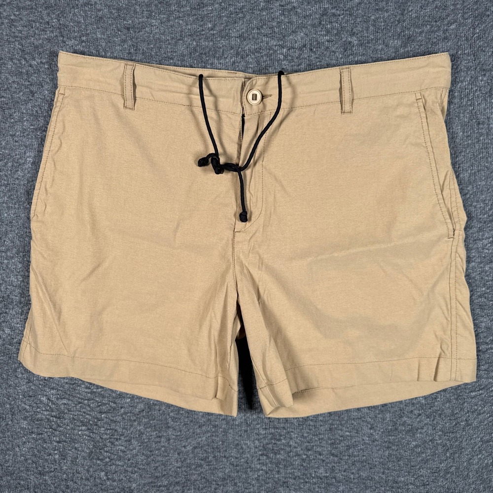 Outlier New Way Shorts Mens 34 Khaki Tan F Cloth Two-Way Stretch Nylon 6"